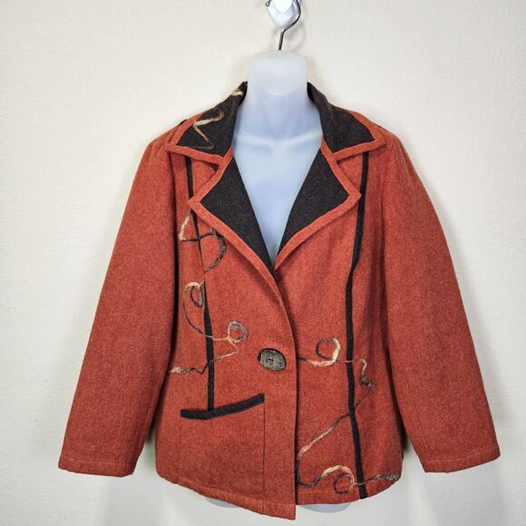 VTG Womens M Blazer Wool Jacket 80s Canvasbacks Abstract Art To Wear Lagenlook - Picture 1 of 16